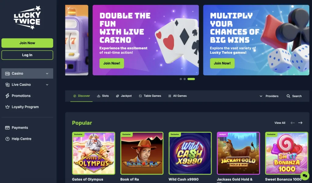 Casino interface - screenshot image